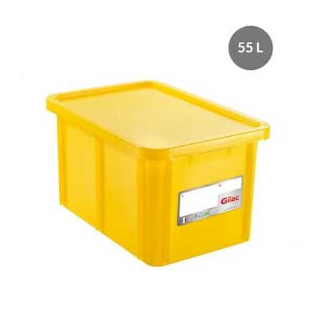 Bac Rectangulaire 55L+Couvercle Jaune Haccp Gilac - 1