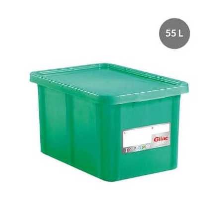 Bac Rectangulaire 55 L avec Couvercle Vert HACCP Gilac - 2