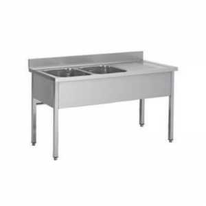 Plonge Inox Démontable 2 Bacs - Égouttoir à Droite - Profondeur 600 mm FourniResto - 1