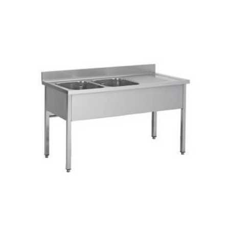 Plonge Inox Démontable 2 Bacs - Égouttoir à Droite - Profondeur 600 mm FourniResto - 1