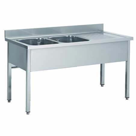 Plonge Inox Démontable - 2 Bacs - Égouttoir à Droite L2G - 1 Plonge Inox Démontable - 2 Bacs - Égouttoir à Droite L2G - 1