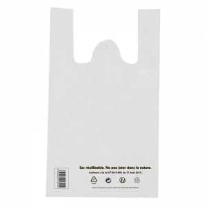 Sac à Bretelles Réutilisable Blanc - 21 L - Lot de 100 FourniResto - 1