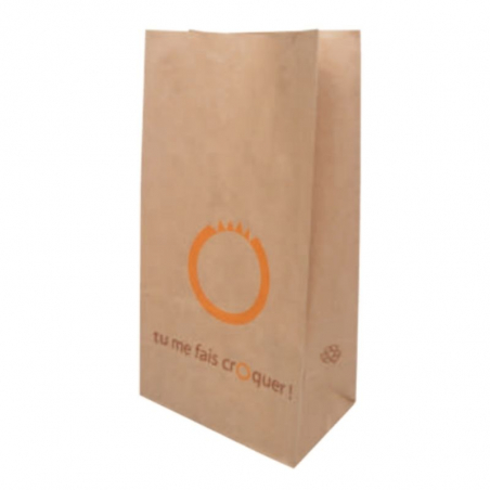 Sac SOS "Tu Me Fais Croquer !" Kraft Brun - 18 x 11 x 34 cm - Lot de 250 FourniResto - 1 Sac SOS "Tu Me Fais Croquer !" Kraft Brun - 18 x 11 x 34 cm - Lot de 250 FourniResto - 1