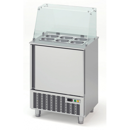Saladette Réfrigérée Positive pour Fast-Food - 1 Porte - 117 L - 6 Bacs GN 1/6 CORECO - 1 Saladette Réfrigérée Positive pour Fast-Food - 1 Porte - 117 L - 6 Bacs GN 1/6 CORECO - 1