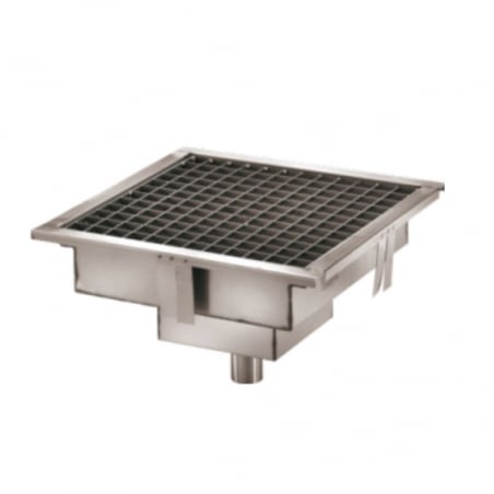 Caniveau de Sol en Inox 40 x 40 cm - Sortie Verticale FourniResto - 1 Caniveau de Sol en Inox 40 x 40 cm - Sortie Verticale FourniResto - 1