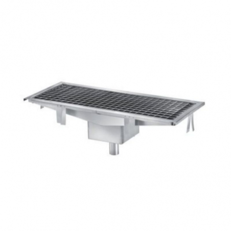 Caniveau de Sol en Inox 100 x 30 cm - Sortie Verticale FourniResto - 1