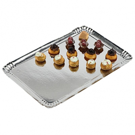 Plateau Traiteur Argenté en Carton - 420 x 280 - Lot de 25 FourniResto - 1 Plateau Traiteur Argenté en Carton - 420 x 280 - Lot de 25 FourniResto - 1