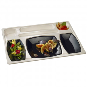 Kit Plateau Repas Gala Blanc et Noir - 432 x 332 mm - Lot de 15 FourniResto - 1