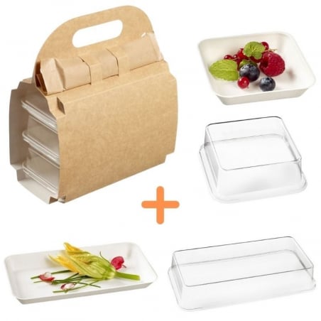 Pack Valisette avec Assiettes Kanopée Blanches - 150 Kits FourniResto - 1