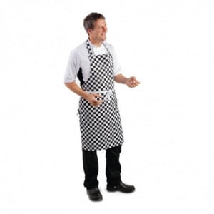 Tablier Bavette à Damier Noir et Blanc - 970 x 710 mm Whites Chefs Clothing  - 5