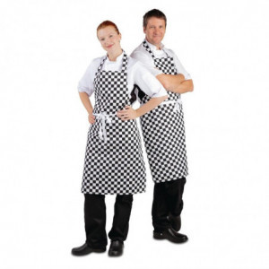 Tablier Bavette à Damier Noir et Blanc - 970 x 710 mm Whites Chefs Clothing  - 7