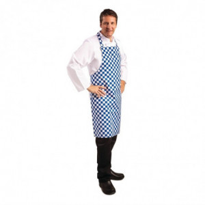Tablier Bavette à Damier Bleu et Blanc en Polycoton - 710 x 970 mm Whites Chefs Clothing  - 5