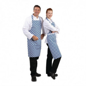 Tablier Bavette à Damier Bleu et Blanc en Polycoton - 710 x 970 mm Whites Chefs Clothing  - 8