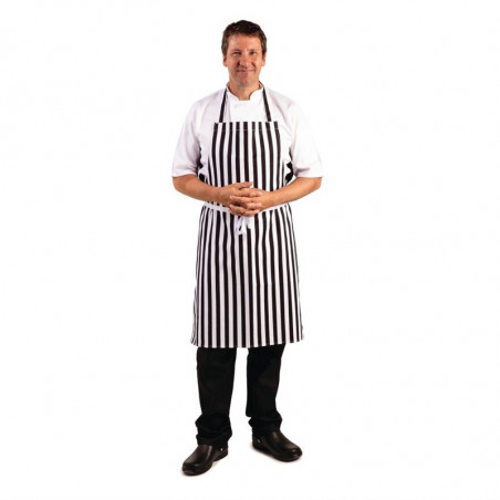 Tablier Bavette Rayé Noir et Blanc - 970 x 710 mm Whites Chefs Clothing - 1 Tablier Bavette Rayé Noir et Blanc - 970 x 710 mm Whites Chefs Clothing - 1