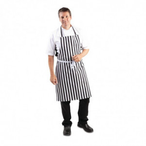 Tablier Bavette Rayé Noir et Blanc - 970 x 710 mm Whites Chefs Clothing  - 3