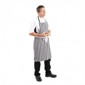 Tablier Bavette Rayé Noir et Blanc - 970 x 710 mm Whites Chefs Clothing  - 4