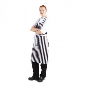 Tablier Bavette Rayé Noir et Blanc - 970 x 710 mm Whites Chefs Clothing  - 5