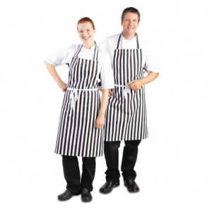 Tablier Bavette Rayé Noir et Blanc - 970 x 710 mm Whites Chefs Clothing  - 6