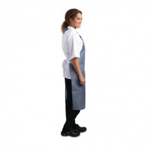 Tablier Bavette Déperlant Rayé Bleu et Blanc - 1016 x 711 mm Whites Chefs Clothing  - 3
