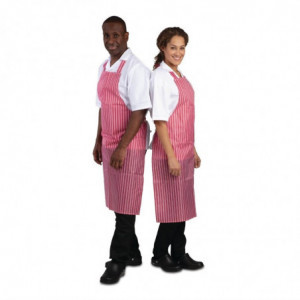 Tablier Bavette Déperlant Rayé Rouge et Blanc 1016 x 711 Mm Whites Chefs Clothing  - 4