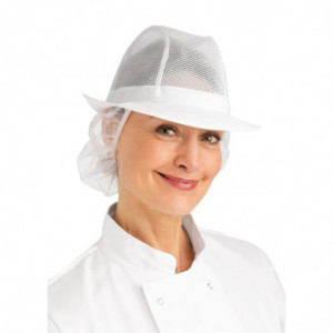 Chapeau Trilby Blanc avec Résille - Taille L FourniResto - 1