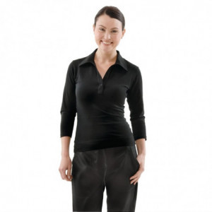 Polo Col en V Noir pour Femme - Taille L Chef Works  - 1