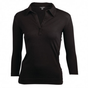 Polo Col en V Noir pour Femme - Taille L Chef Works  - 3