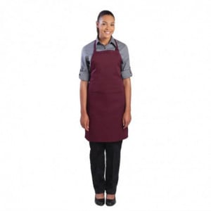Tablier Bavette avec Tour de Cou Réglable et Double Poche Bordeaux - 610 x 860 mm Chef Works  - 1