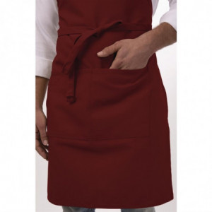 Tablier Bavette avec Tour de Cou Réglable et Double Poche Bordeaux - 610 x 860 mm Chef Works - 3