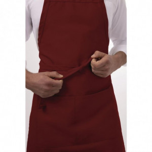 Tablier Bavette avec Tour de Cou Réglable et Double Poche Bordeaux - 610 x 860 mm Chef Works - 4