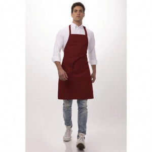 Tablier Bavette avec Tour de Cou Réglable et Double Poche Bordeaux - 610 x 860 mm Chef Works - 6