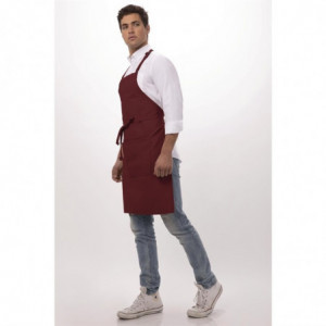 Tablier Bavette avec Tour de Cou Réglable et Double Poche Bordeaux - 610 x 860 mm Chef Works - 8