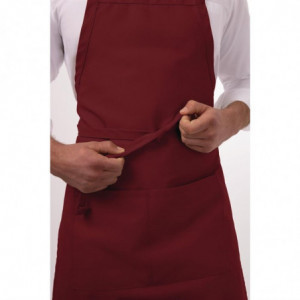 Tablier Bavette avec Tour de Cou Réglable et Double Poche Bordeaux - 610 x 860 mm Chef Works - 9