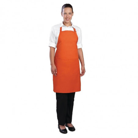 Tablier Bavette avec Tour de Cou Réglable et Double Poche Orange - 610 x 860 mm Chef Works - 1 Tablier Bavette avec Tour de Cou Réglable et Double Poche Orange - 610 x 860 mm Chef Works - 1