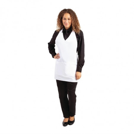 Tablier de Serveur Blanc Col en V en Polycoton - 838 x 698 mm Whites Chefs Clothing - 1 Tablier de Serveur Blanc Col en V en Polycoton - 838 x 698 mm Whites Chefs Clothing - 1