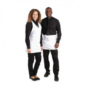 Tablier de Serveur Blanc Col en V en Polycoton - 838 x 698 mm Whites Chefs Clothing  - 6