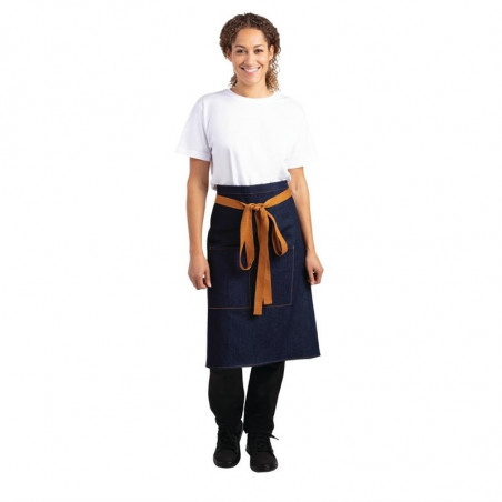 Tablier de Serveur Denim Bleu avec Ceinture Ocre en Coton - 700 x 1000 mm Whites Chefs Clothing - 1 Tablier de Serveur Denim Bleu avec Ceinture Ocre en Coton - 700 x 1000 mm Whites Chefs Clothing - 1