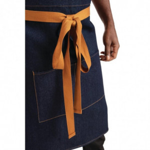 Tablier de Serveur Denim Bleu avec Ceinture Ocre en Coton - 700 x 1000 mm Whites Chefs Clothing  - 3