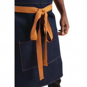 Tablier de Serveur Denim Bleu avec Ceinture Ocre en Coton - 700 x 1000 mm Whites Chefs Clothing  - 3