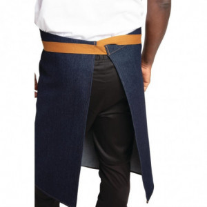 Tablier de Serveur Denim Bleu avec Ceinture Ocre en Coton - 700 x 1000 mm Whites Chefs Clothing  - 4