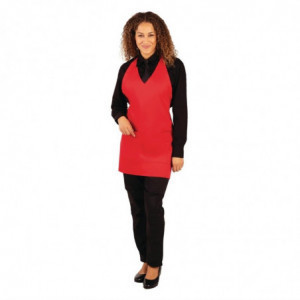Tablier de Serveur Col en V Rouge en Polycoton - 838 x 698 mm Whites Chefs Clothing - 1