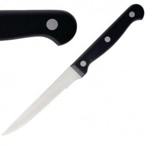 Couteau à Viande à Manche Noir - Lame Dentée 215 mm - Lot de 12 Olympia - 1