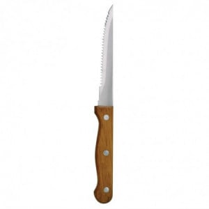Couteau à Viande à Manche en Bois - Lame Dentée 215 mm - Lot de 12 Olympia - 3