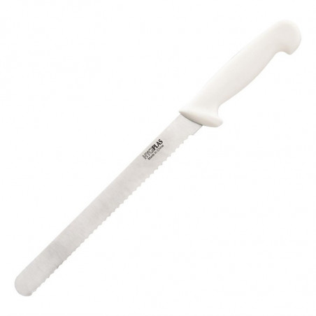 Couteau à Trancher Blanc - Lame Dentée 25,5 cm Hygiplas - 1