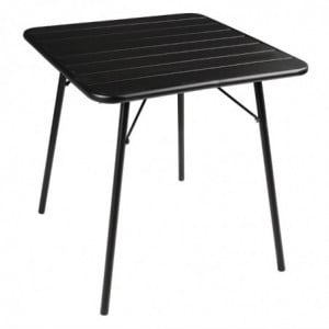 Table à Lattes Noire Carrée en Acier - 700 x 700 mm Bolero  - 1