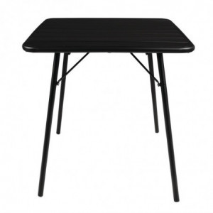 Table à Lattes Noire Carrée en Acier - 700 x 700 mm Bolero  - 3