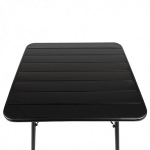 Table à Lattes Noire Carrée en Acier - 700 x 700 mm Bolero  - 4