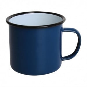 Mugs en Acier Émaillé Bleu et Noir 350 ml - Lot de 6 Olympia - 1