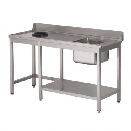 Table D'Entrée Lave-Vaisselle Inox Avec Bac À Droite Tvo Dosseret Et Tablette Inférieure 1000 X 700Mm Gastro M - 1