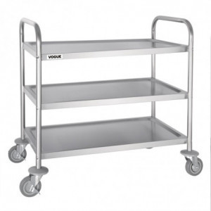 Chariot de Débarrassage en Inox -  3 Niveaux - L 810 x P 455mm - 128Kg Vogue - 1